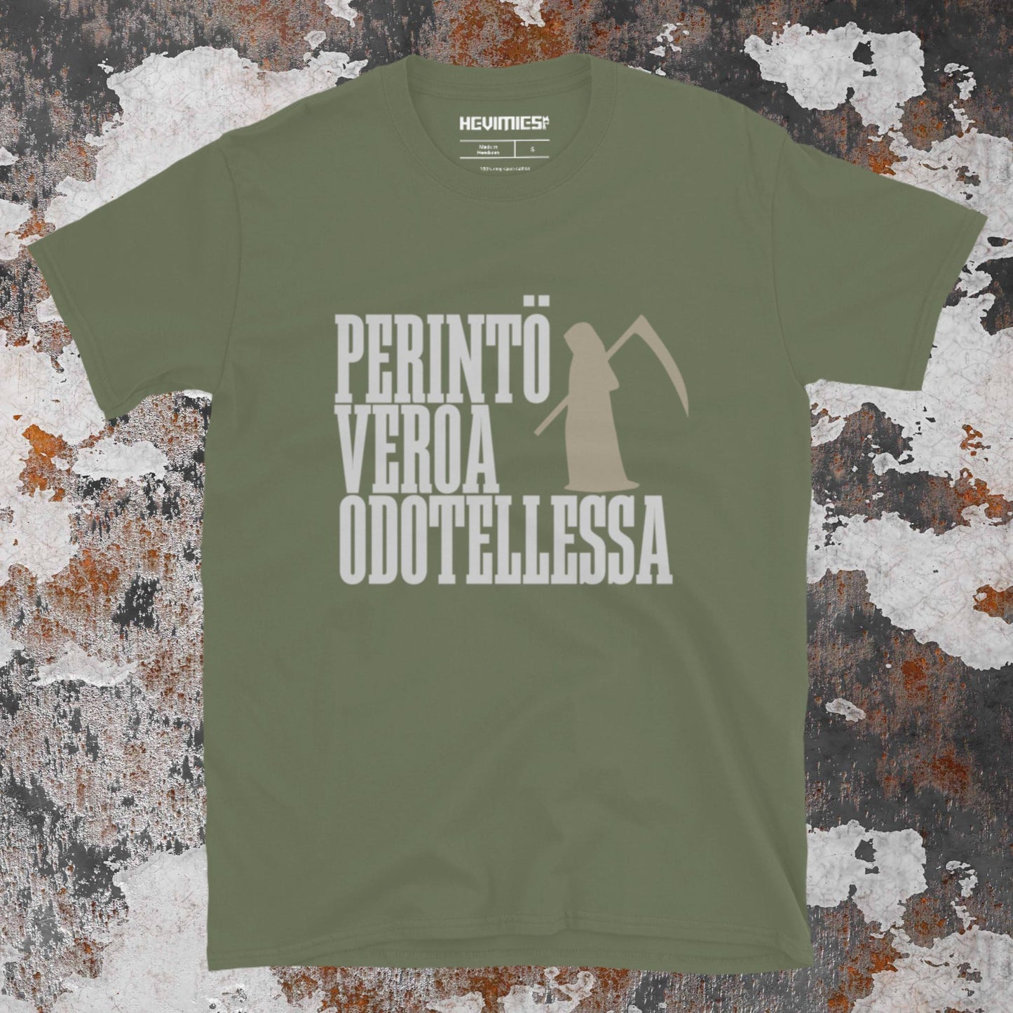 PERINTÖVEROA ODOTELLESSA t - paita - Hevimies