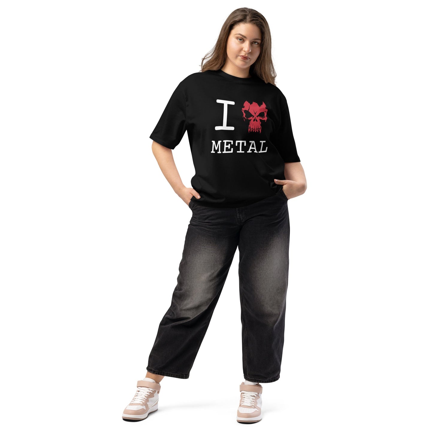 I Love Metal musta oversized t - paita - Hevimies