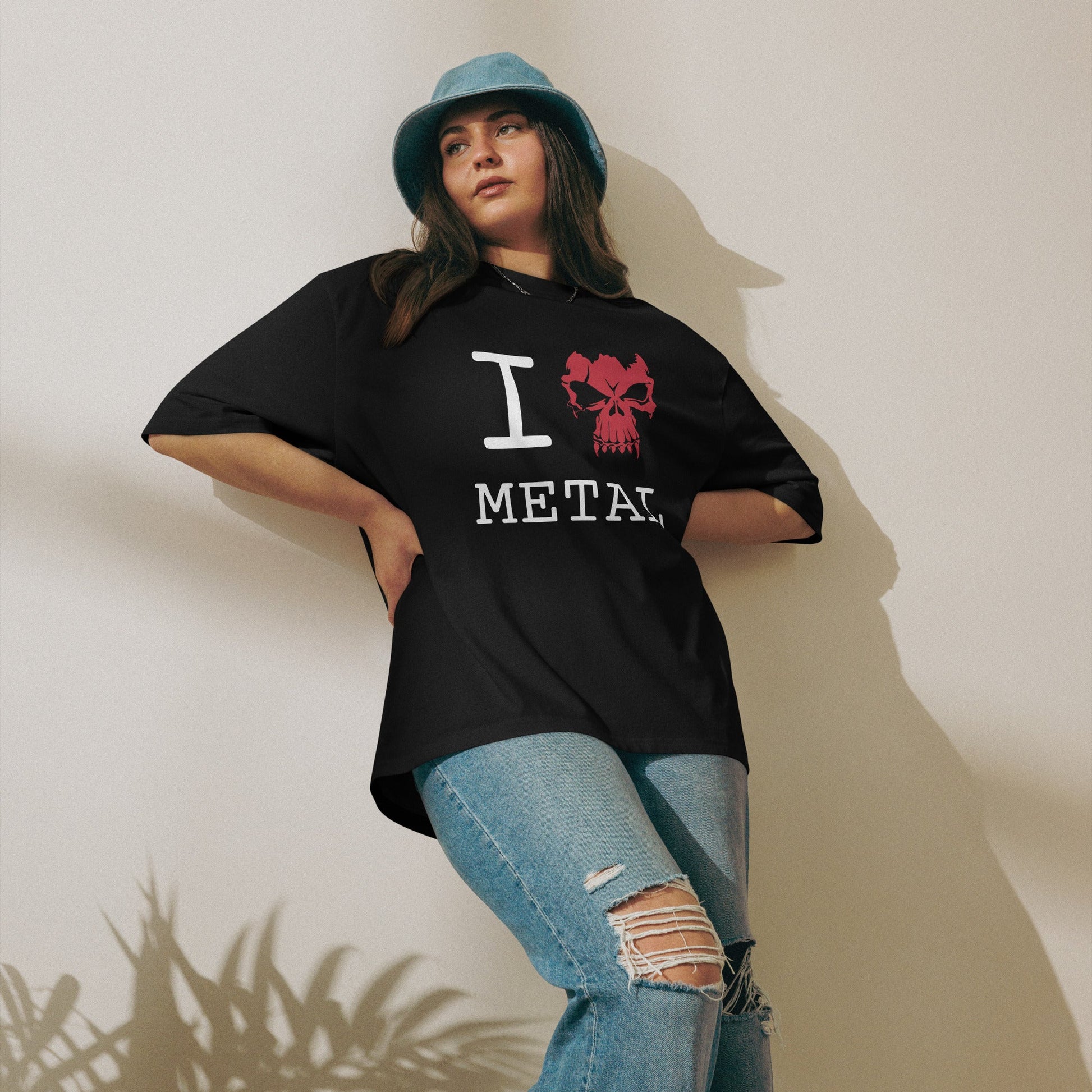 I Love Metal musta oversized t - paita - Hevimies