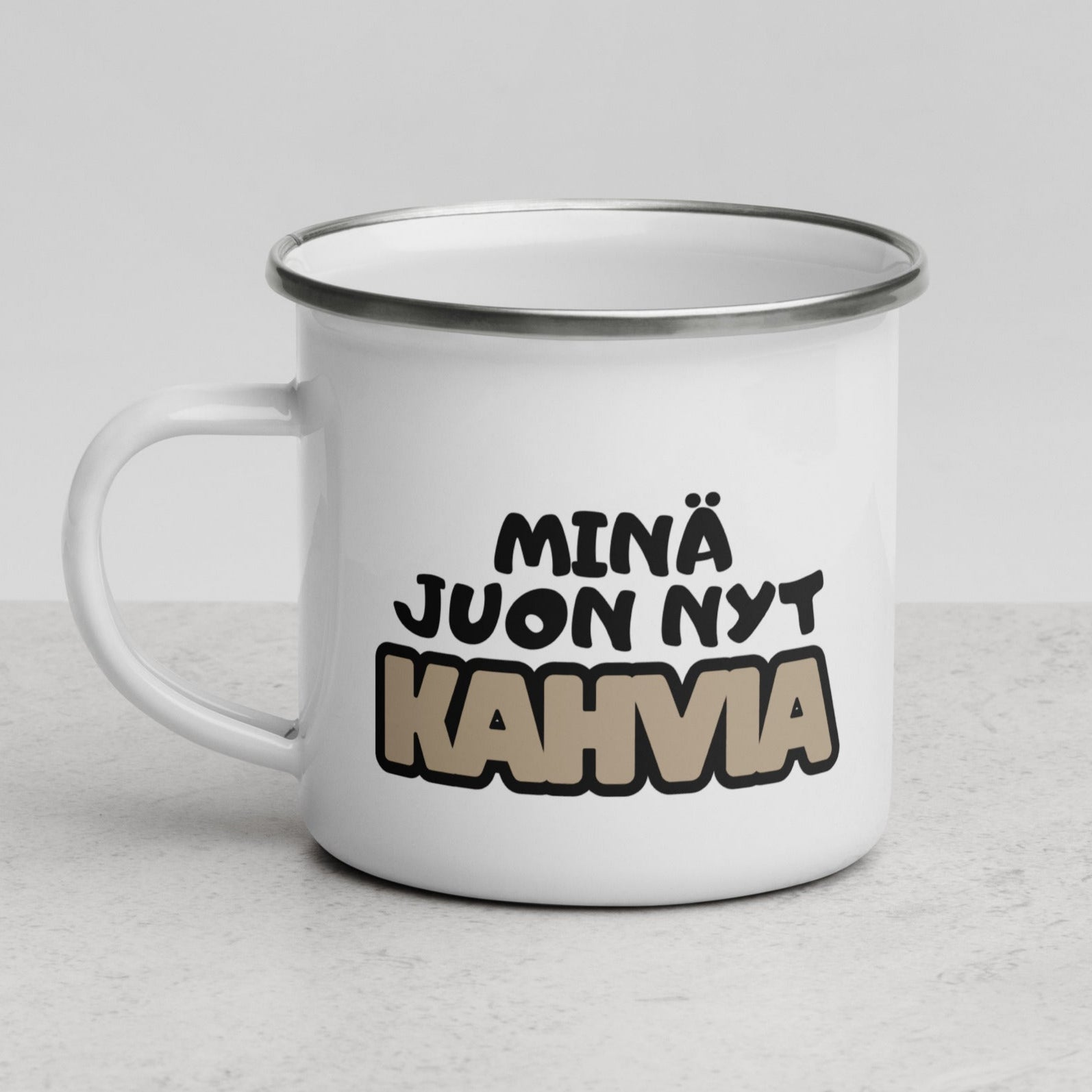 Minä Juon Nyt Kahvia emalimuki - Hevimies